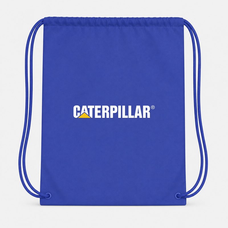 Caterpillar White Drawstring Bag - Blue