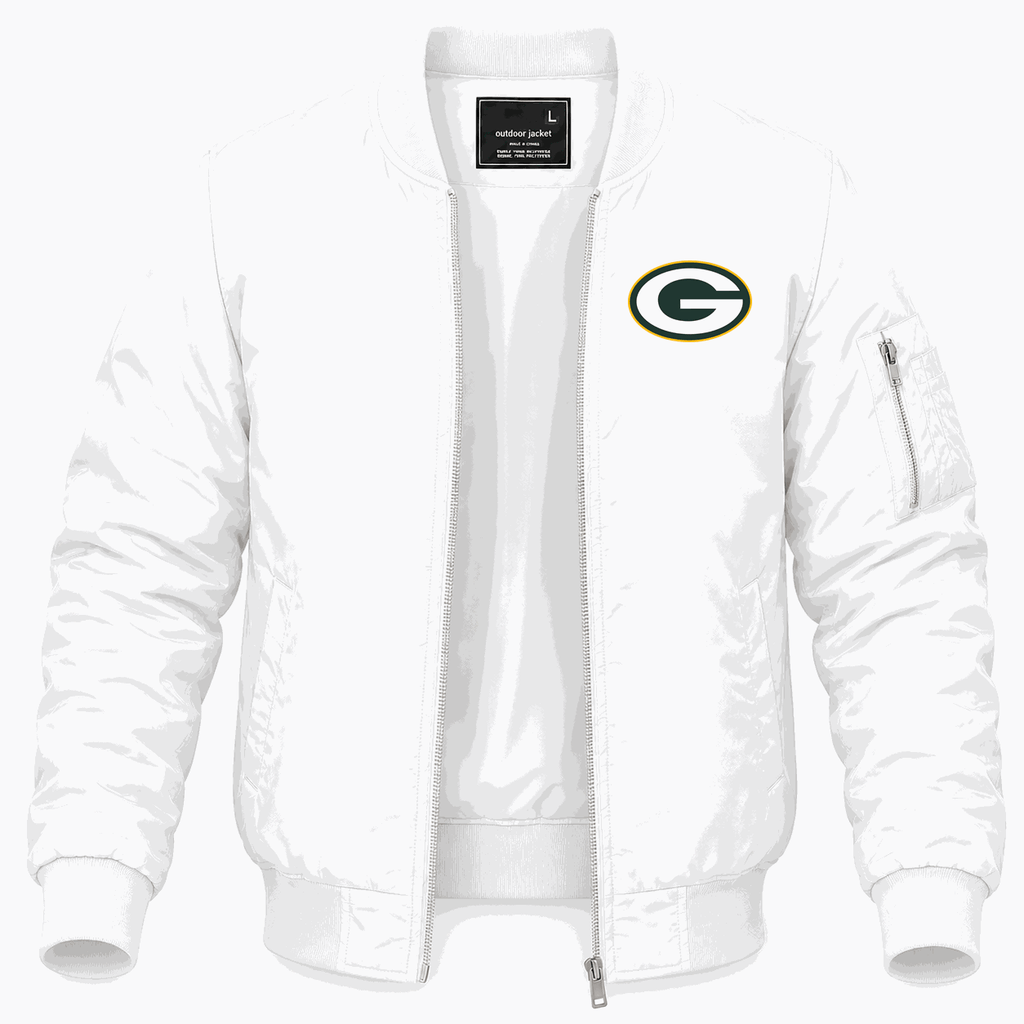 Men's Green Bay Packers Lightweight Bomber Jacket - White
