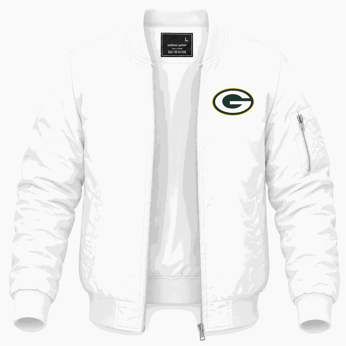 Men's Green Bay Packers Lightweight Bomber Jacket - White