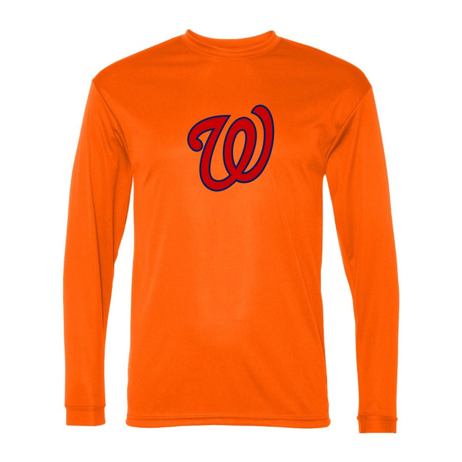 Men's Washington Nationals Polyester Long Sleeve T-Shirt - Orange