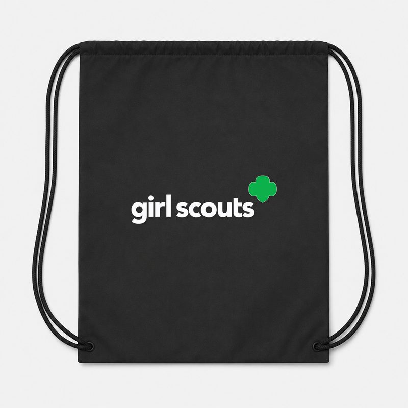 Girl Scouts White Drawstring Bag - Black