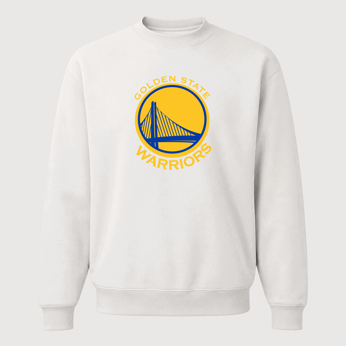 Men's Golden State Warriors Yellow Logo Crewneck Sweatshirt - White
