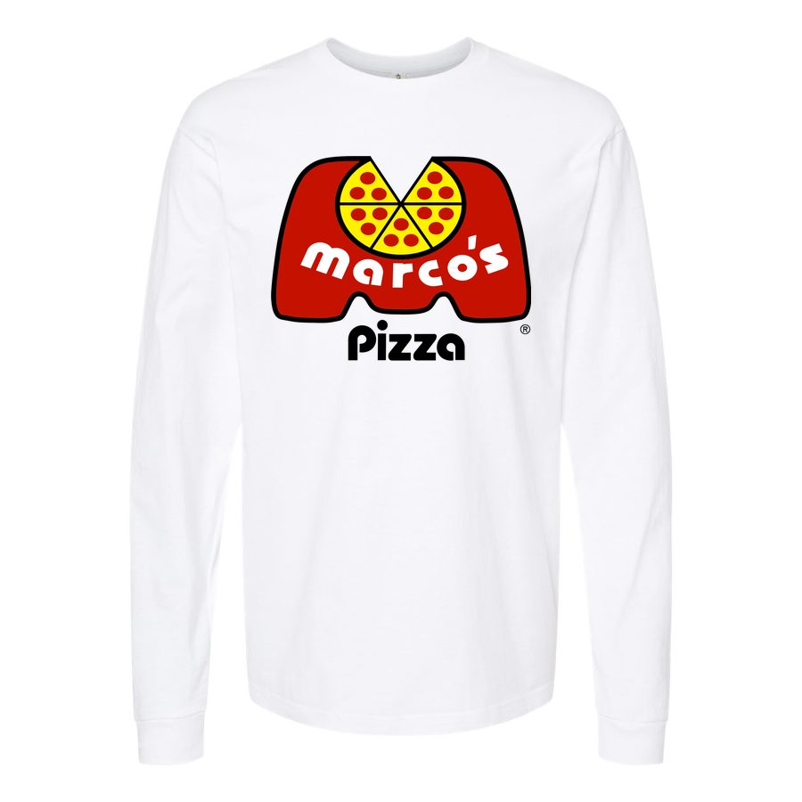 Men's Logo-Marcos-Pizza-1536x864 Long sleeves Cotton Blend T-Shirt - White
