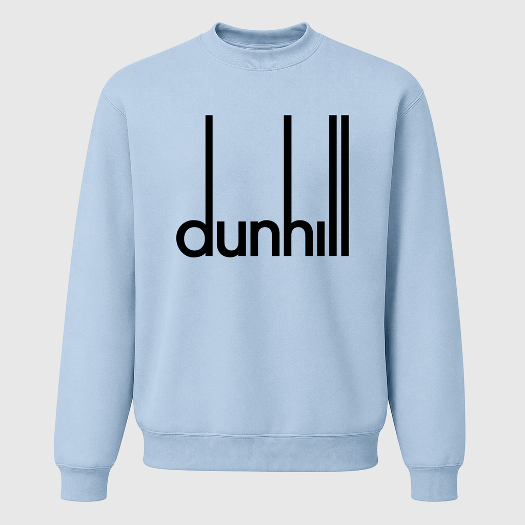 Men's Dunhill Black Logo Crewneck Sweatshirt - Sky Blue