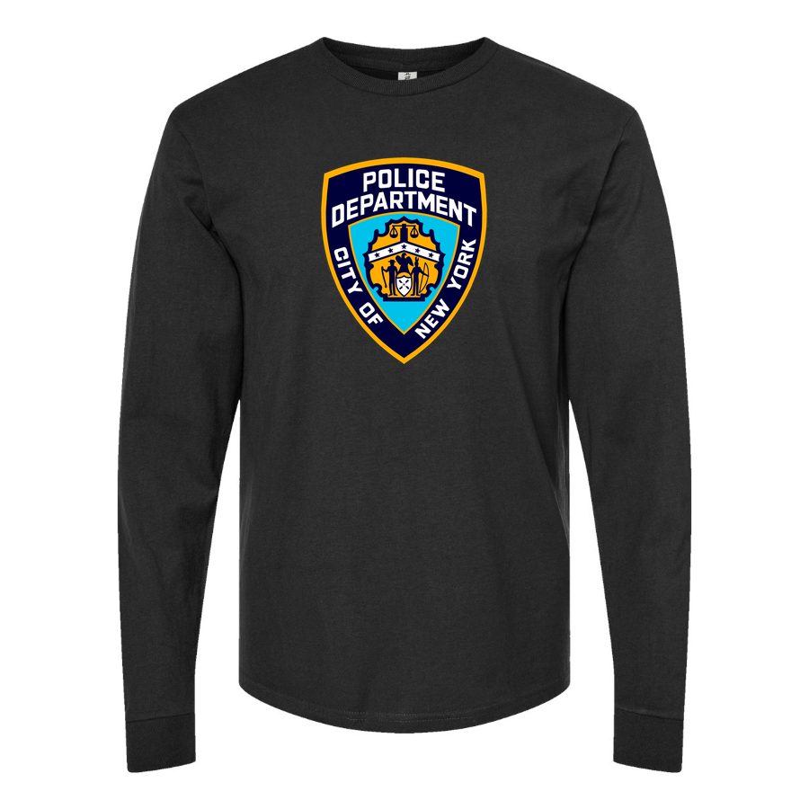 Men's NYPD-Logo-1536x864-1 Long sleeves Cotton Blend T-Shirt - Black