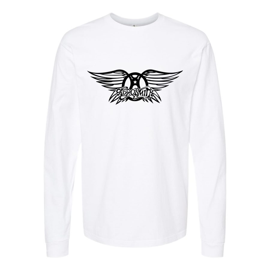Men's Aerosmith-Logo-768x432 Long sleeves Cotton Blend T-Shirt - White