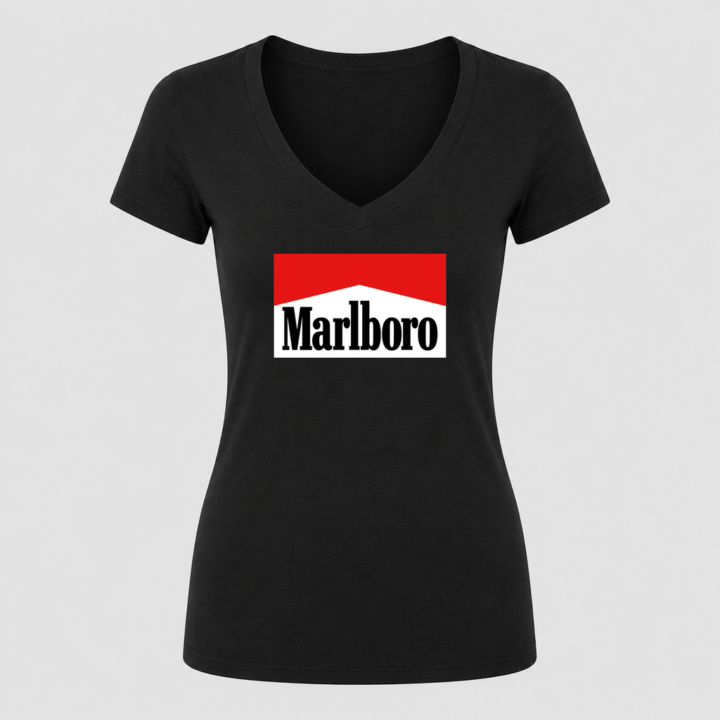 Women's Marlboro V Neck T-Shirt in black