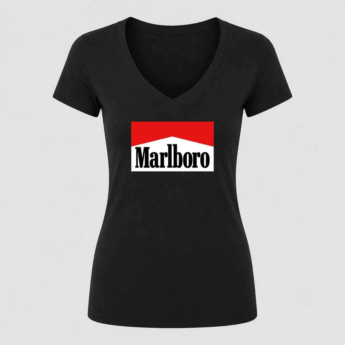 Women's Marlboro V Neck T-Shirt in black