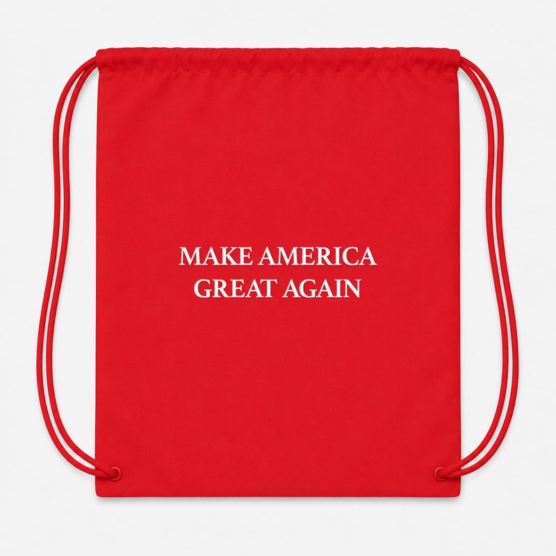 Make America Great Again White Drawstring Bag - Red