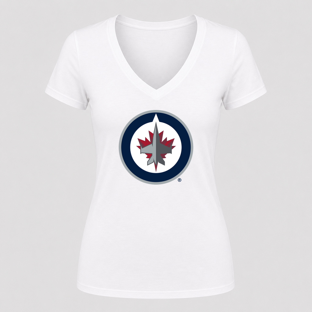 Women's Winnipeg Jets V Neck T-Shirt in white