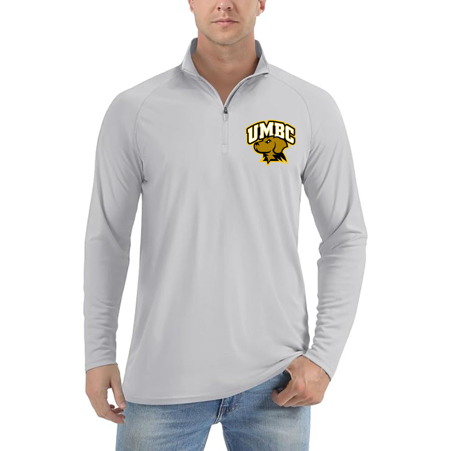 UMBC Retrievers Logo quarter-zip athletic shirt in Light Gray