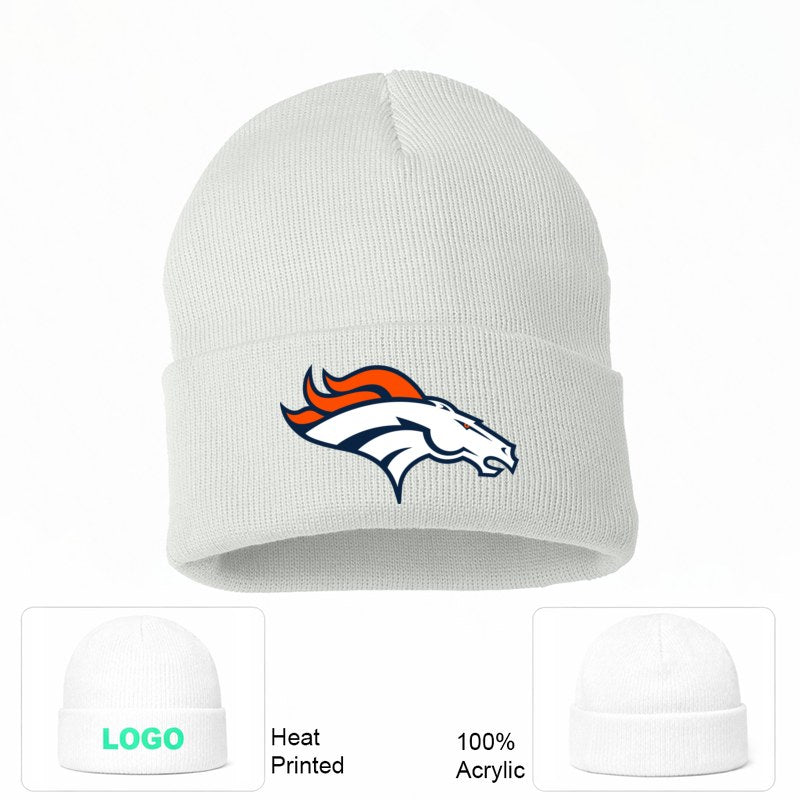 Denver Broncos White Beanie Hat