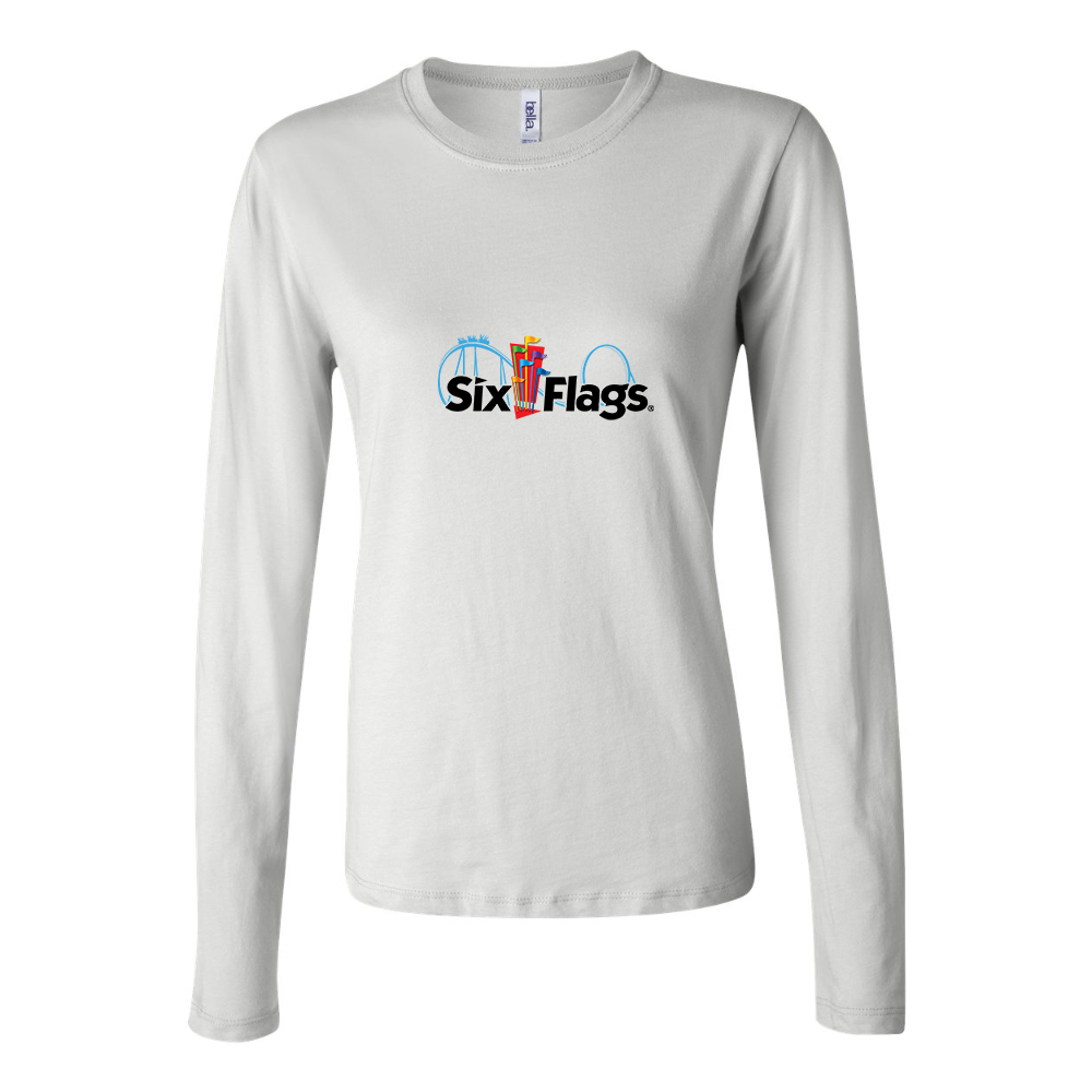 Women's Six Flags Long Sleeve T-Shirt - White