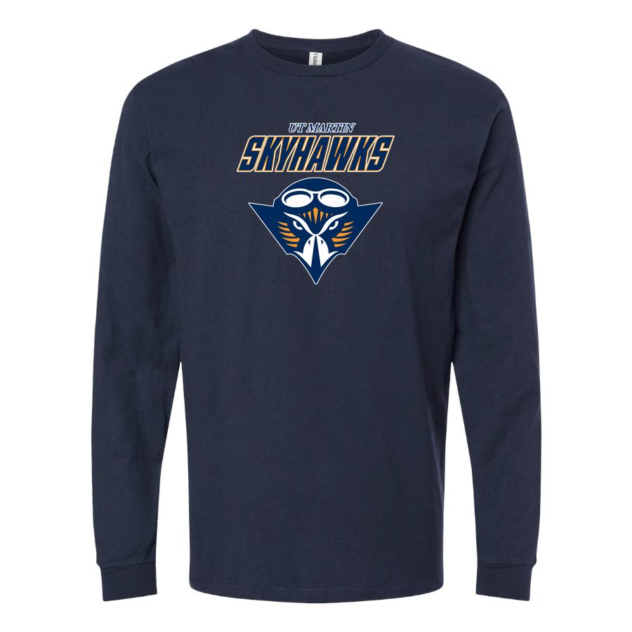 Men's Tennessee Martin Skyhawks Logo2 Long sleeves Cotton Blend T-Shirt - Navy