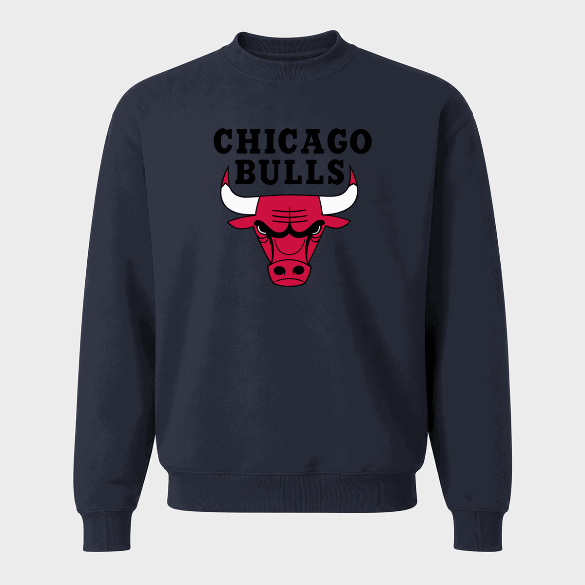 Men's Chicago Bulls Black Logo Crewneck Sweatshirt - Navy