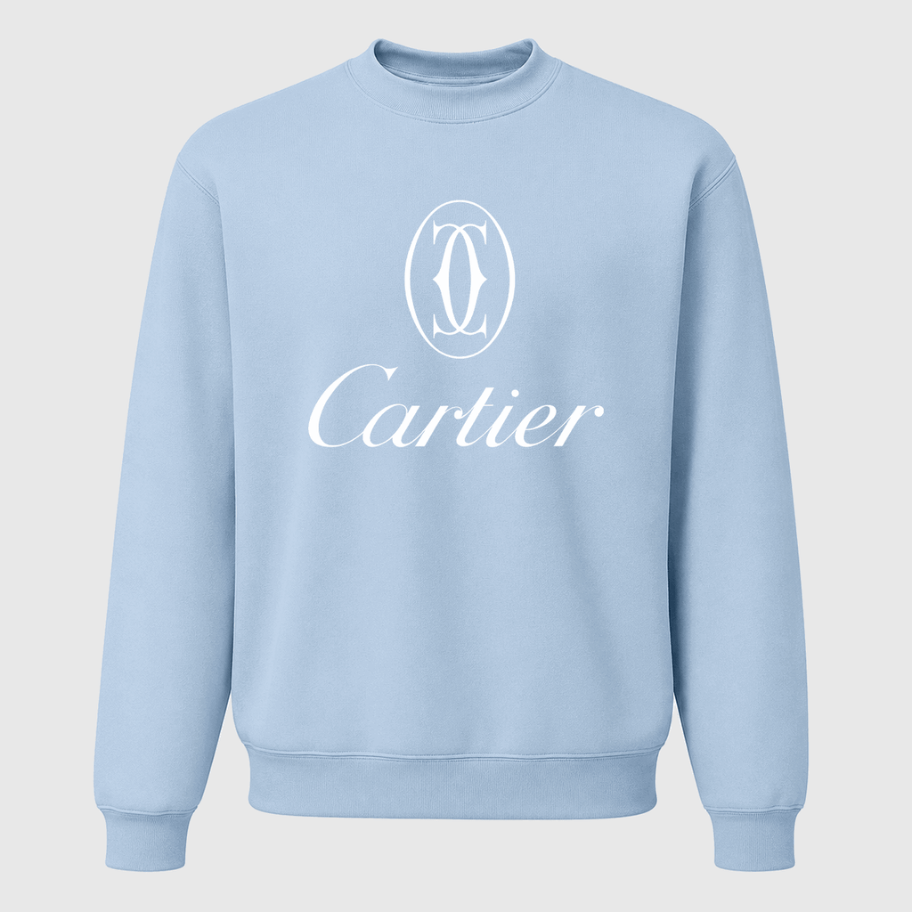 Men's Cartier White Logo Crewneck Sweatshirt - Sky Blue