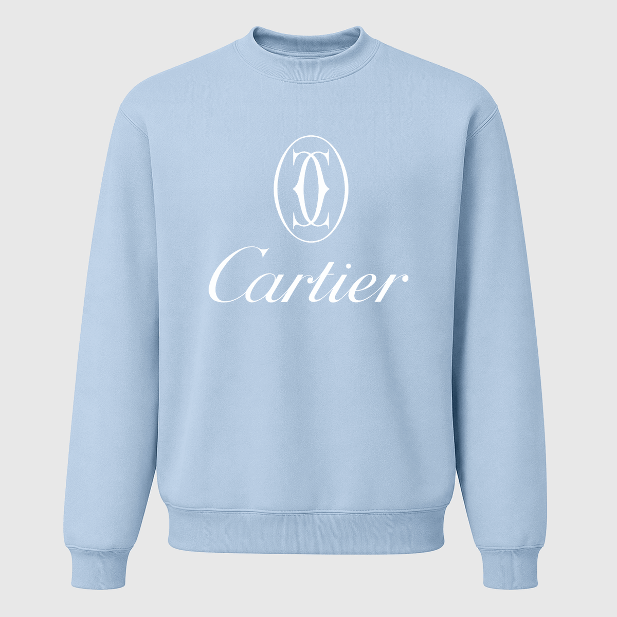 Men's Cartier White Logo Crewneck Sweatshirt - Sky Blue