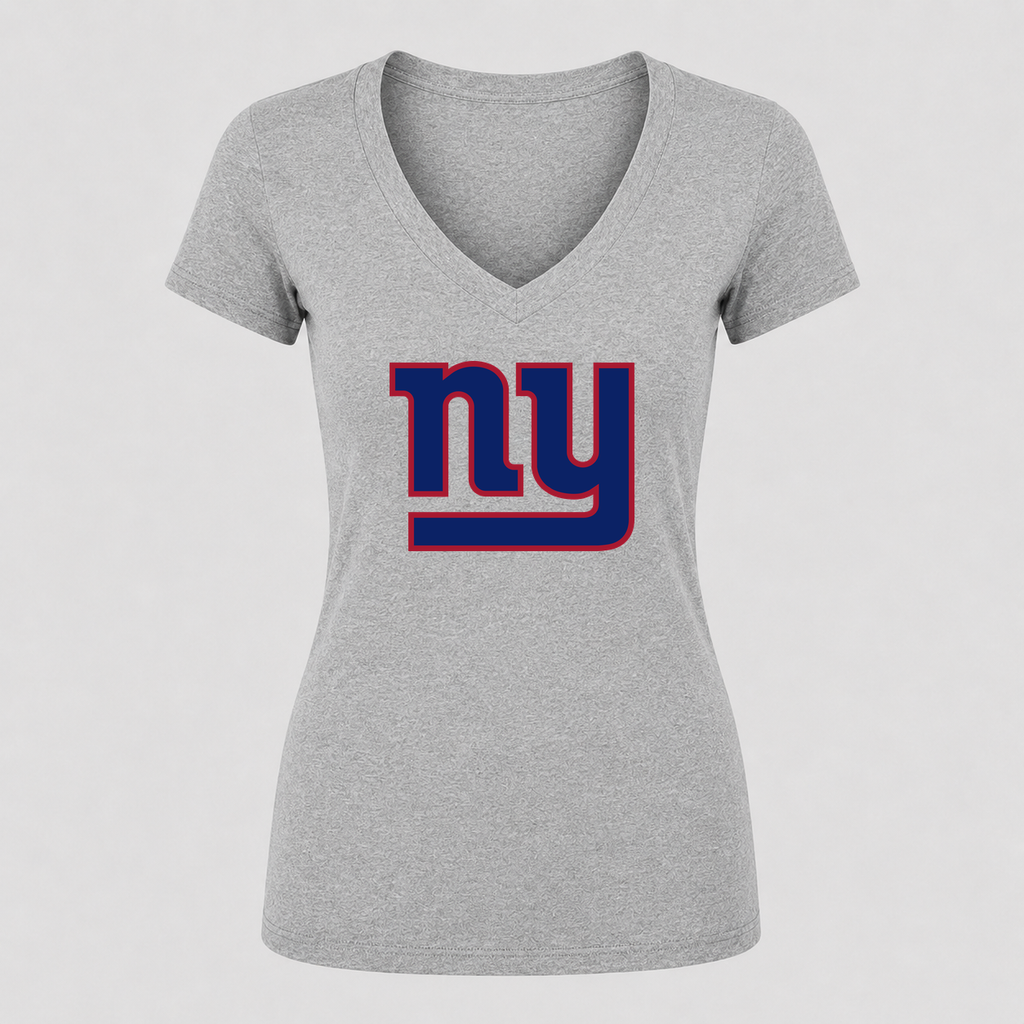 Women's New York Giants V Neck T-Shirt in gray