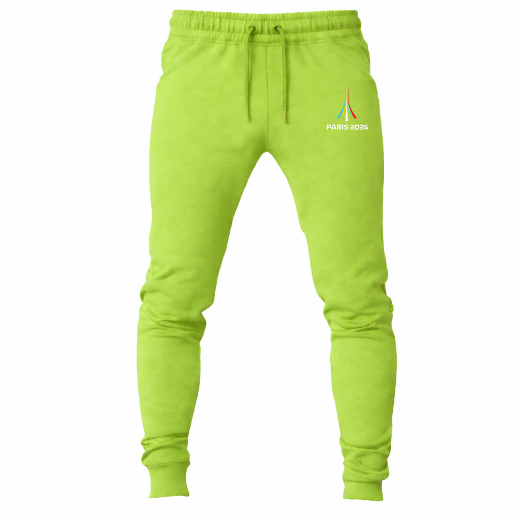 Paris 2024 Olympics White joggers sweatpants - Lime Green