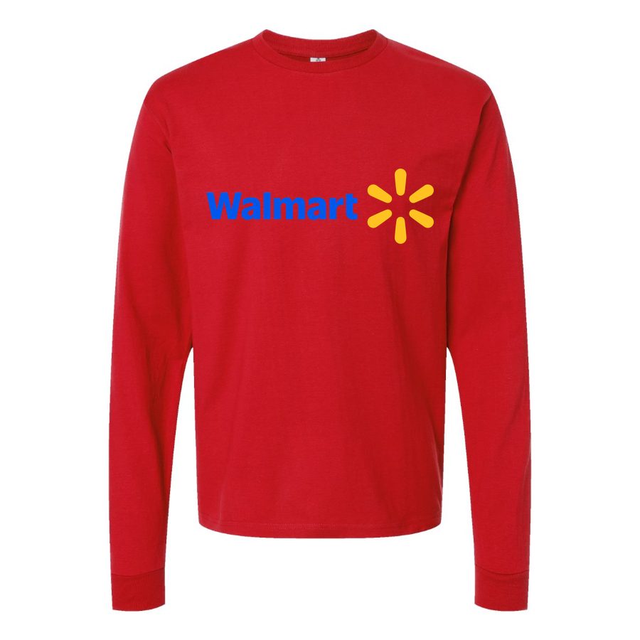Men's Walmart-Logo-1536x864 Long sleeves Cotton Blend T-Shirt - Red