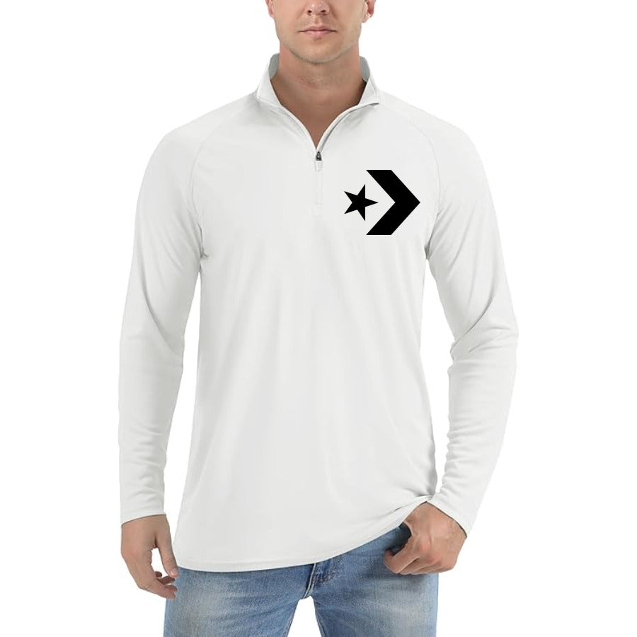 Converse logo quarter-zip athletic shirt in White
