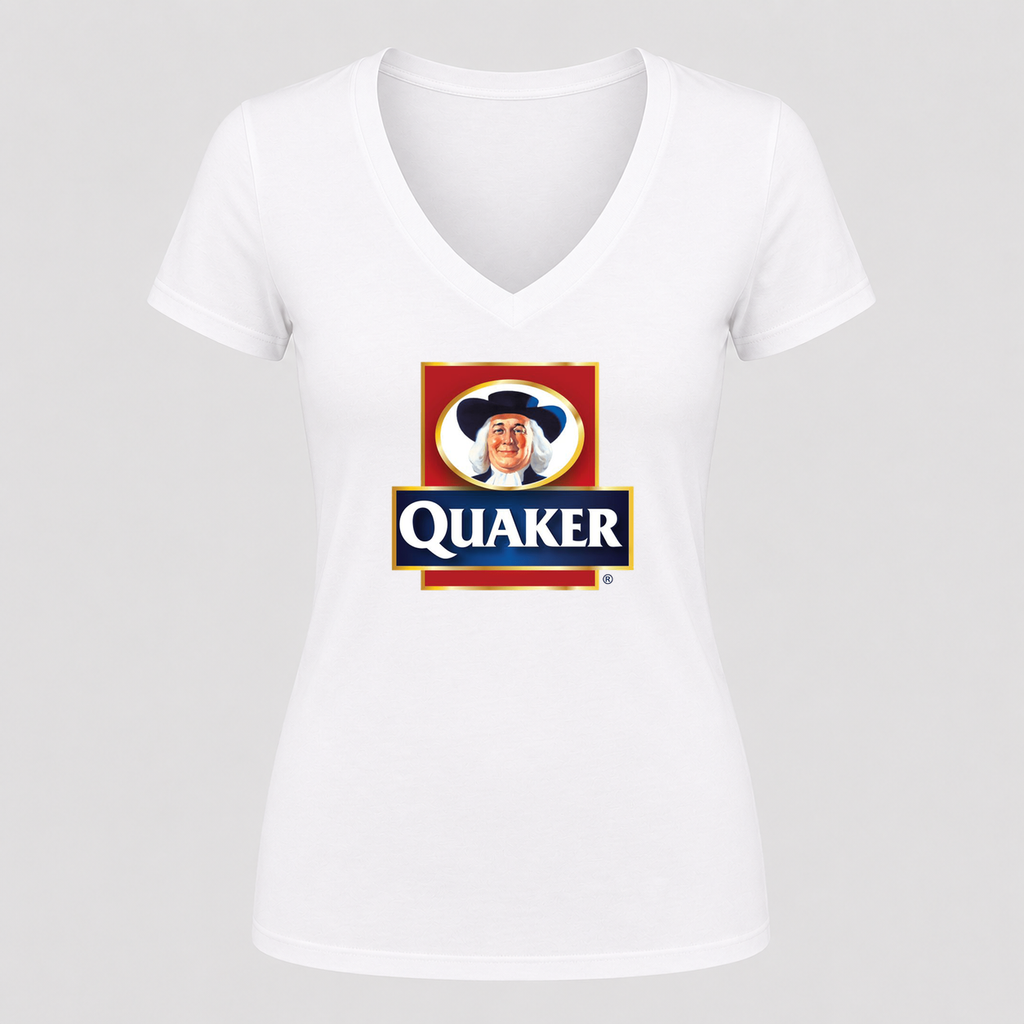 Women's Quaker V Neck T-Shirt in white