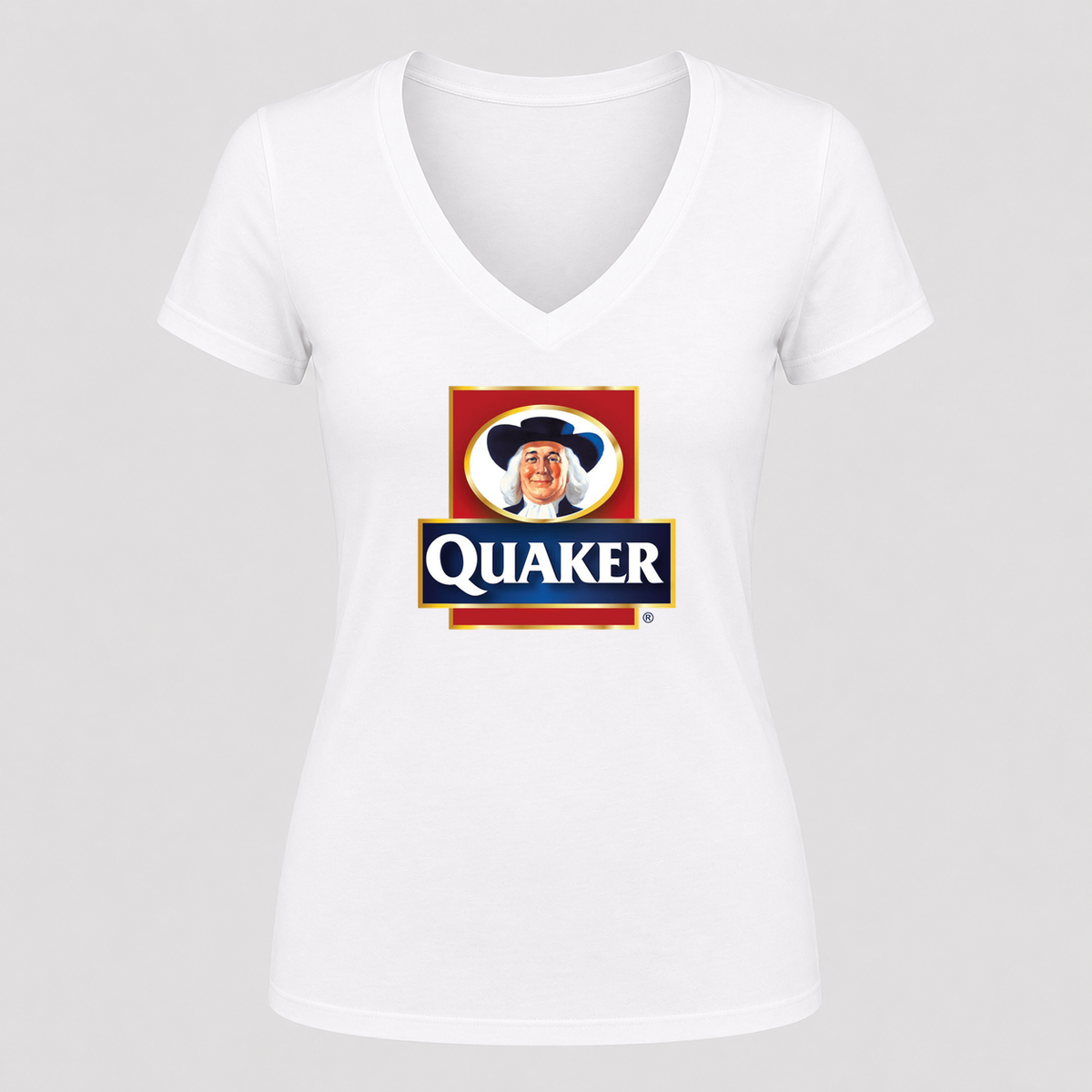 Women's Quaker V Neck T-Shirt in white