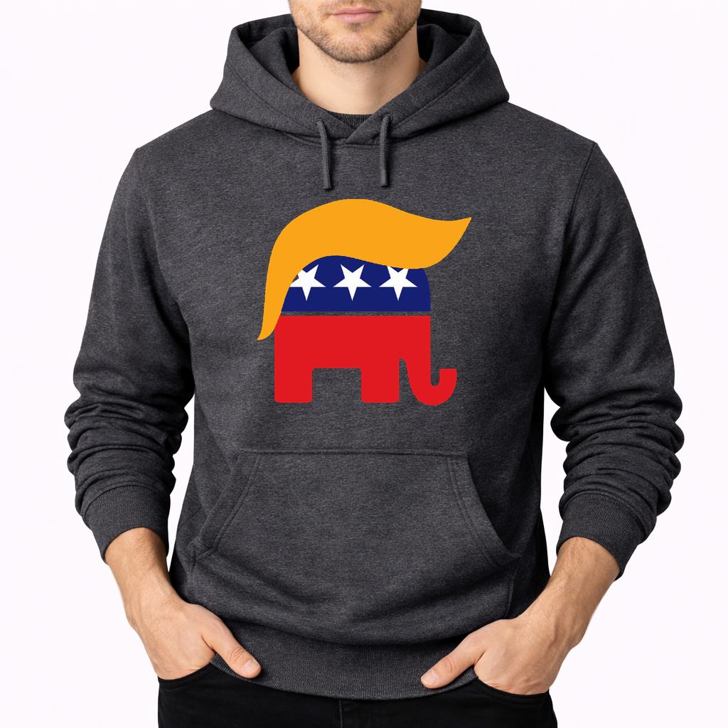 Men's Donald Trump GOP Elephant Pullover Hoodie - Charcoal