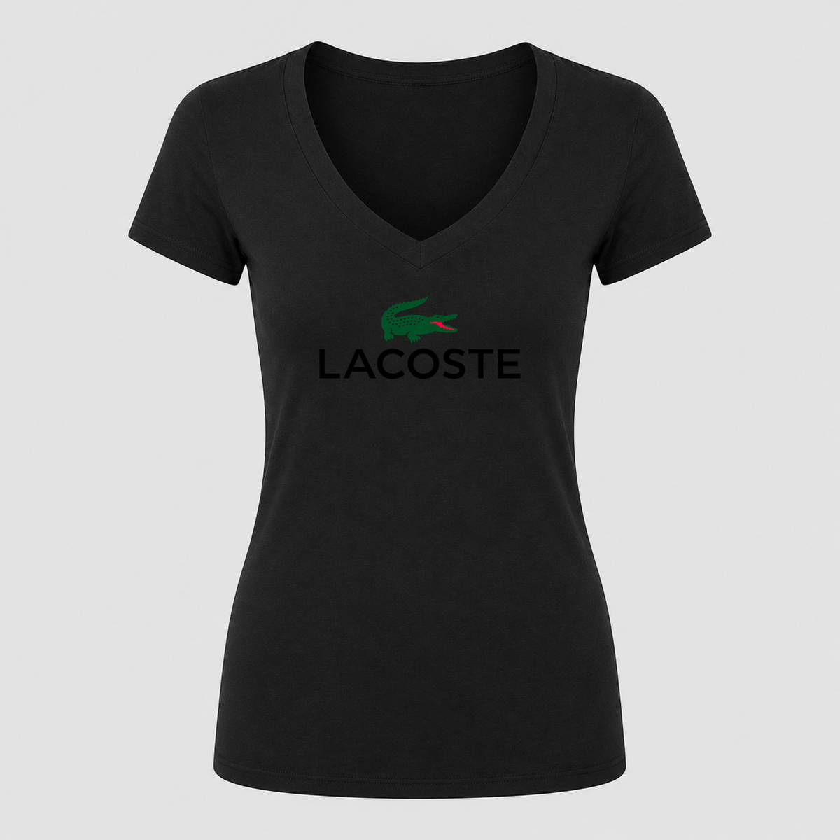 Women's Lacoste V Neck T-Shirt in black