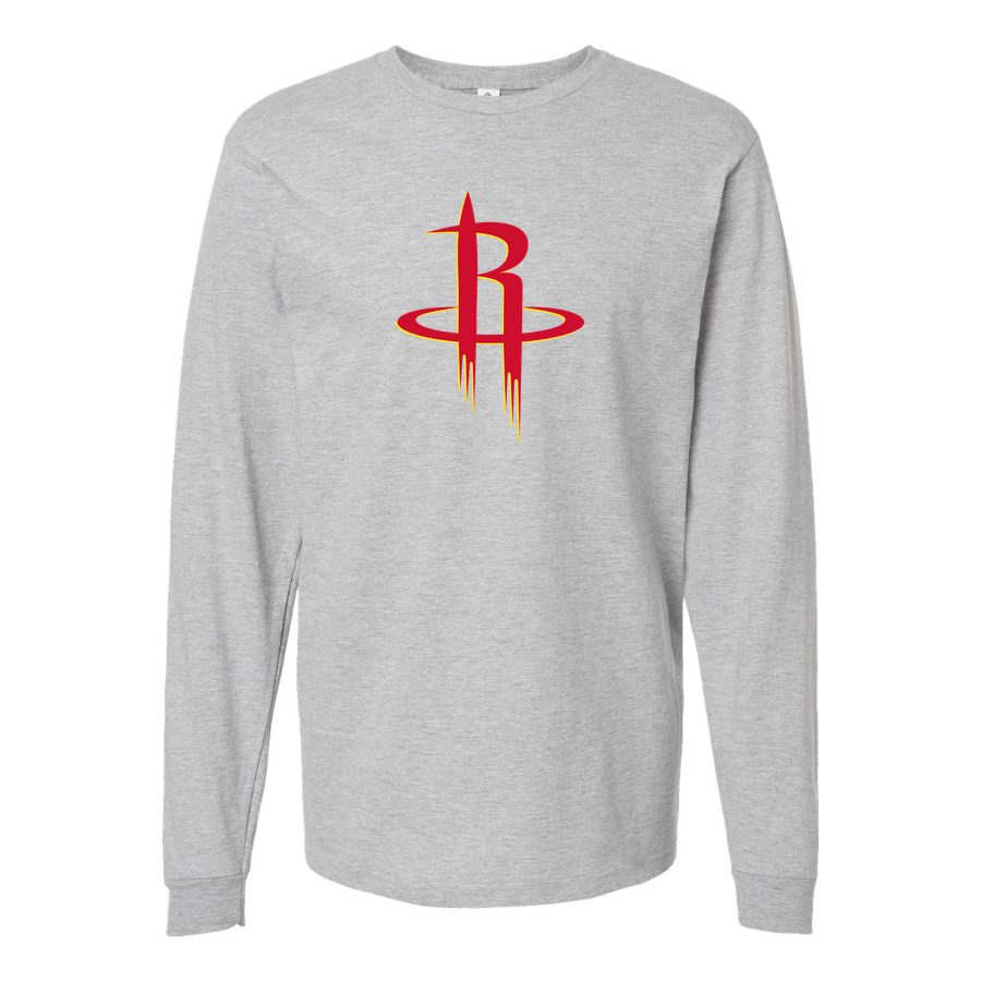 Men's Houston Rockets Long sleeves Cotton Blend T-Shirt - Gray