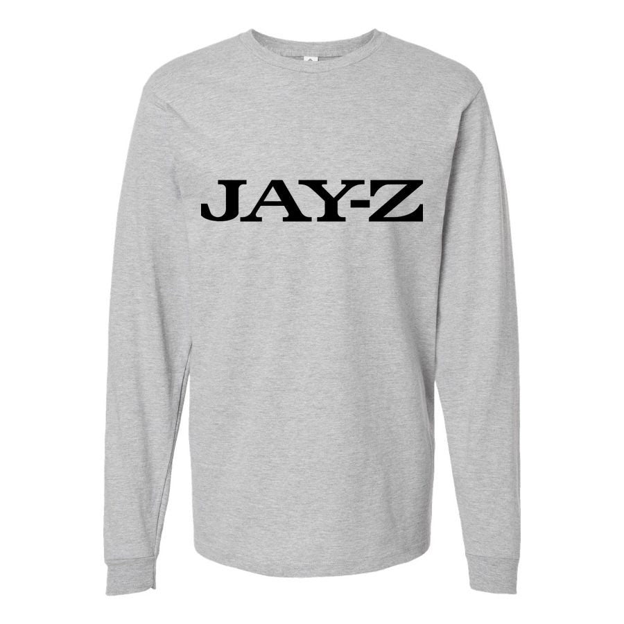 Men's Jay-Z-Logo-1 Long sleeves Cotton Blend T-Shirt - Gray