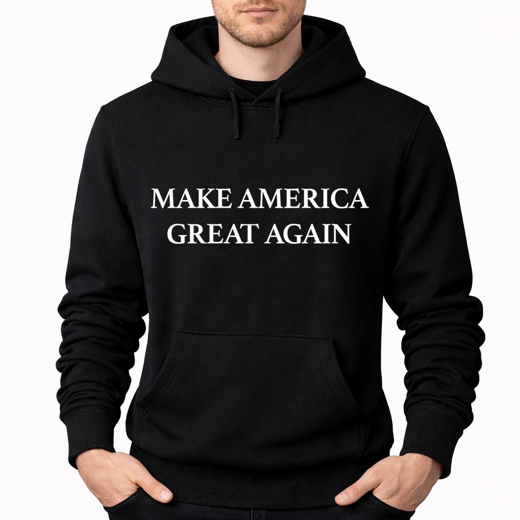 Men's Make America Great Again White Logo Pullover Hoodie - Black