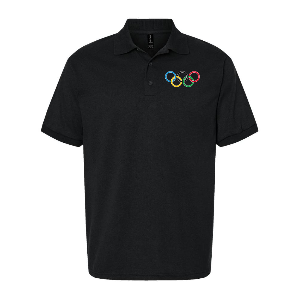 Men's Olympic Rings Black Logo Dry Blend Polo - Black
