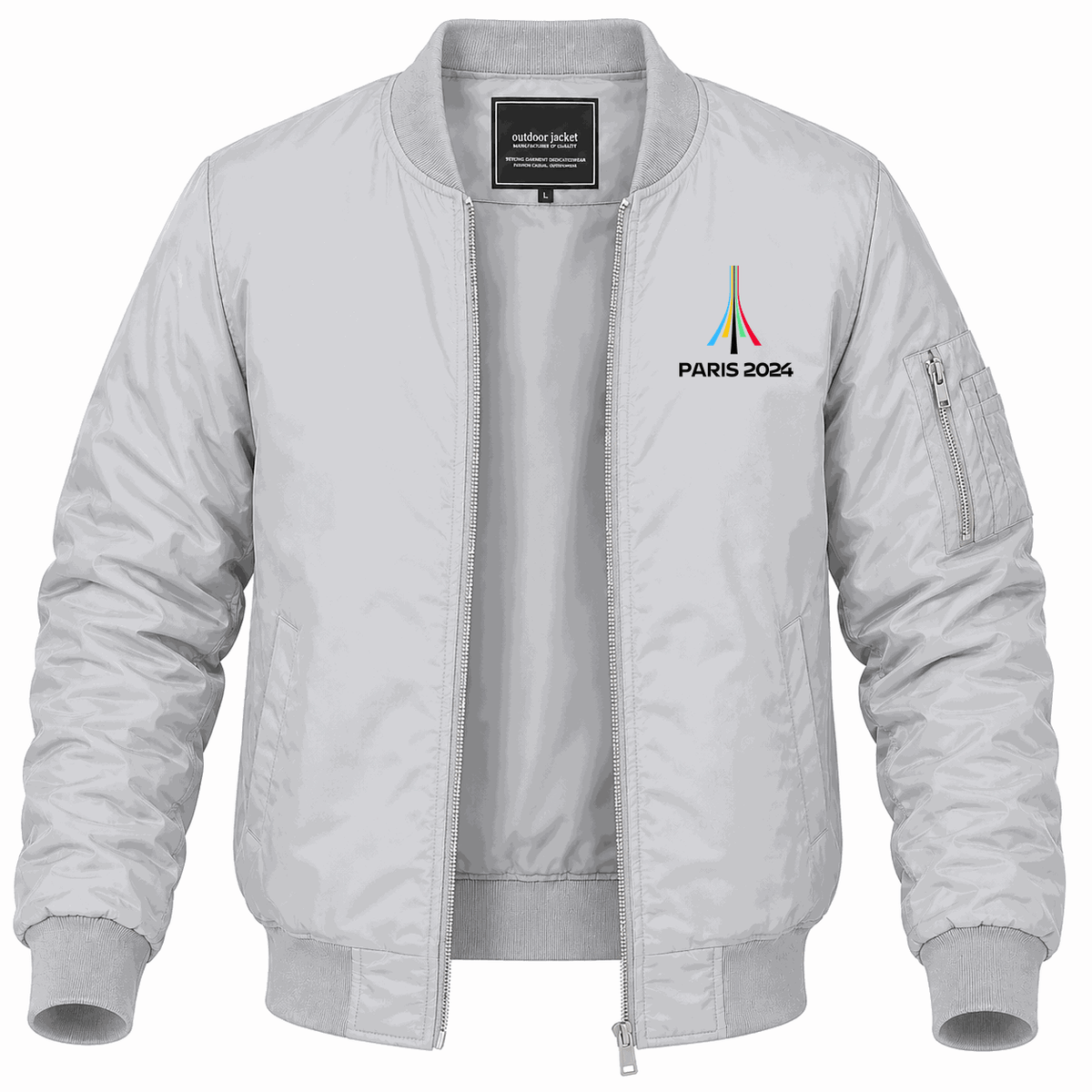 Men's Paris 2024 Olympics logo black Lightweight Bomber Jacket - Gray