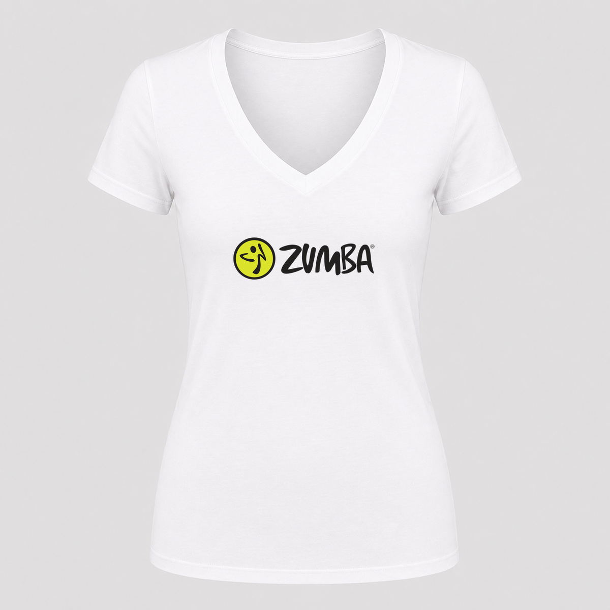 Women's Zumba Fitness V Neck T-Shirt in white