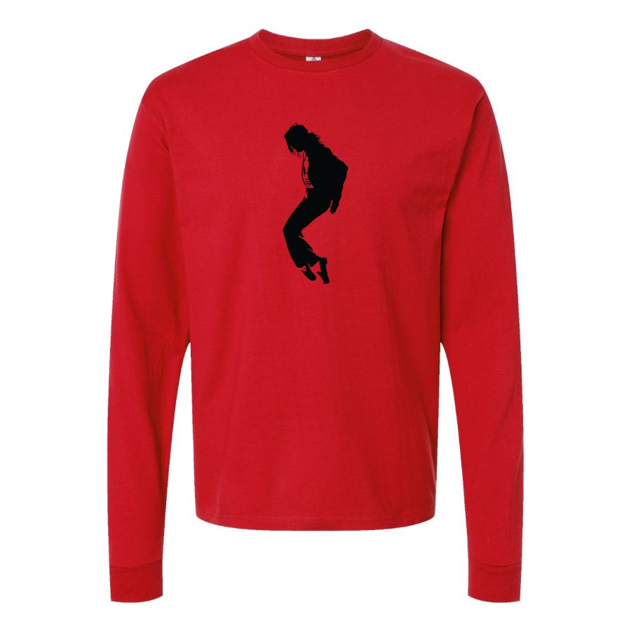 Men's Michael-Jackson-Logo-768x432 Long sleeves Cotton Blend T-Shirt - Red