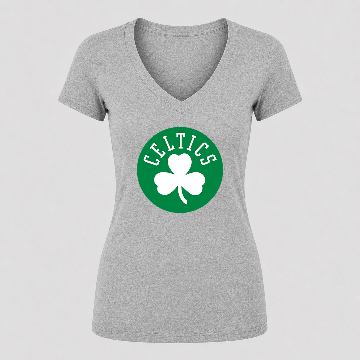 Women's Boston Celtics V Neck T-Shirt in gray