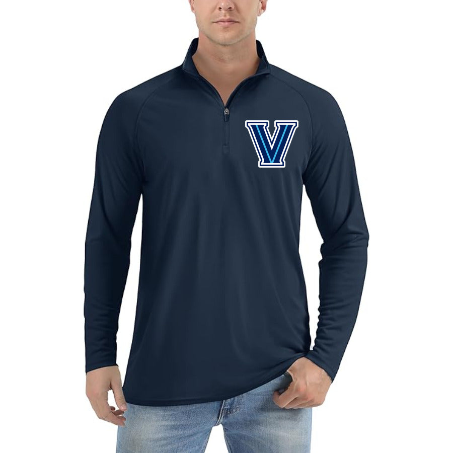 Villanova Wildcats Logo quarter-zip athletic shirt in Navy