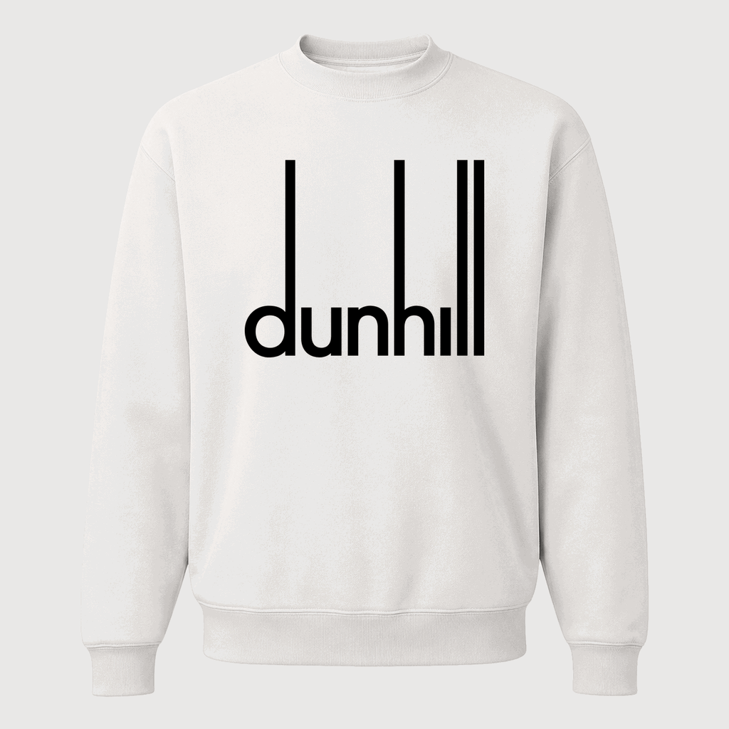 Men's Dunhill Black Logo Crewneck Sweatshirt - White