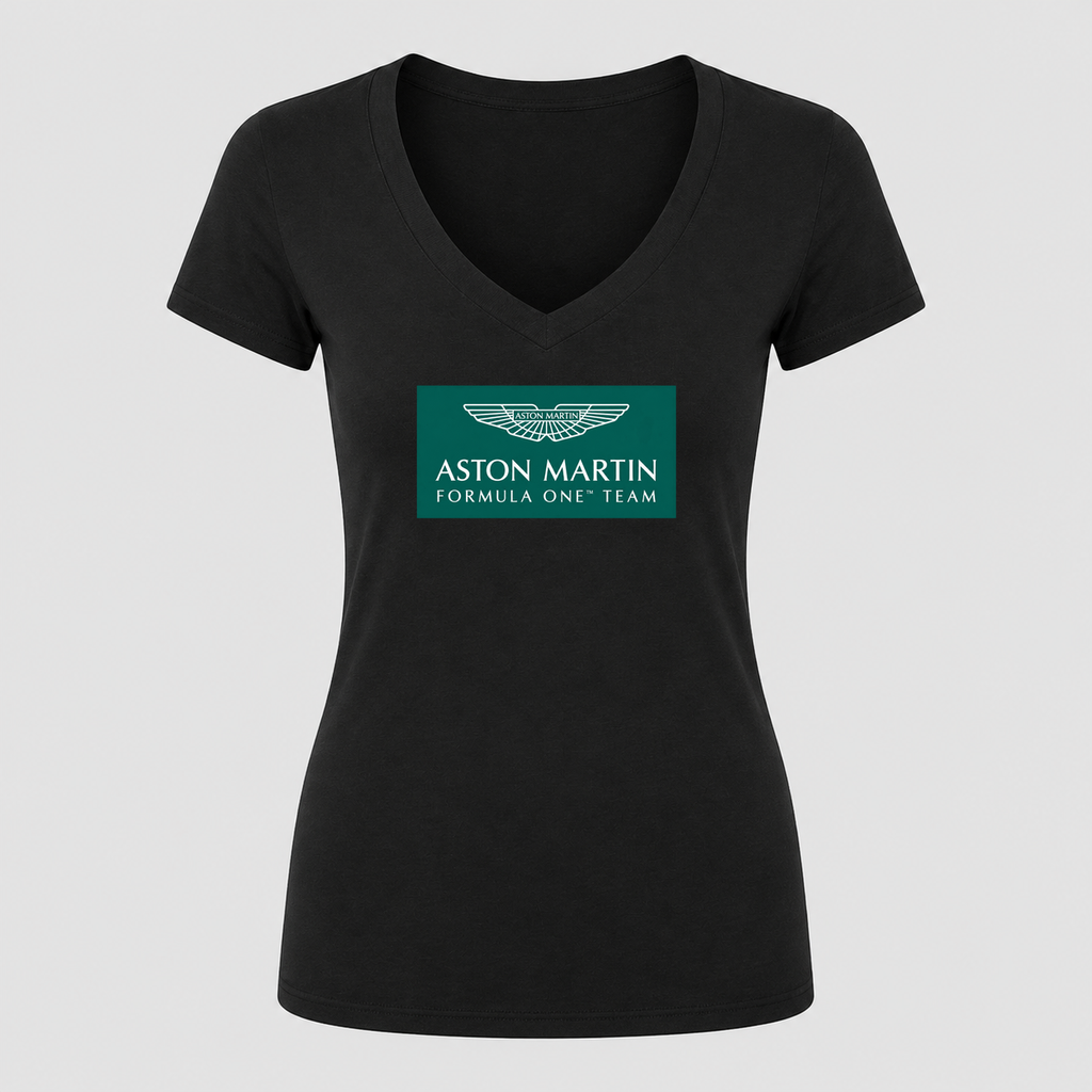 Women's Aston Martin Formula One Team V Neck T-Shirt in black