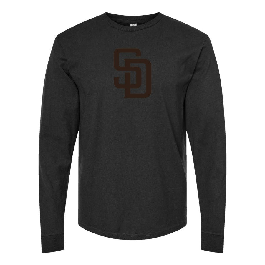 Men's San Diego Padres Long sleeves Cotton Blend T-Shirt - Black
