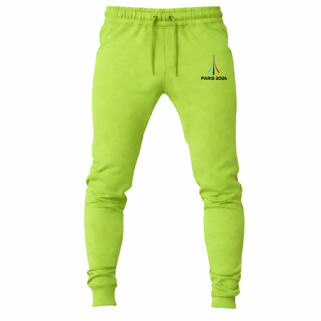 Paris 2024 Olympics Black joggers sweatpants - Lime Green