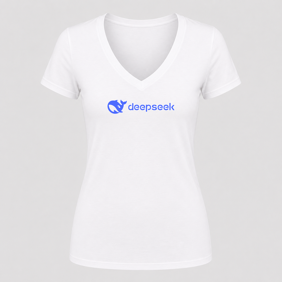 Women's DeepSeek V Neck T-Shirt in white