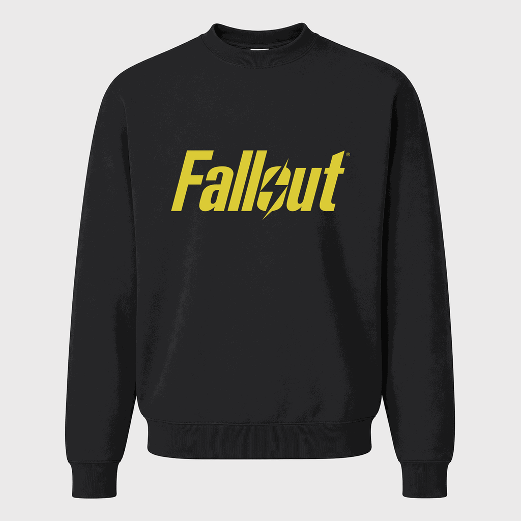 Men's Fallout Yellow Logo Crewneck Sweatshirt - Black