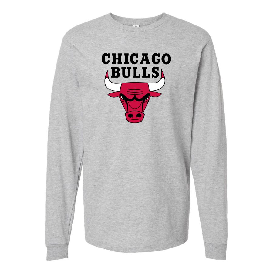 Men's Chicago bulls black Long sleeves Cotton Blend T-Shirt - Gray