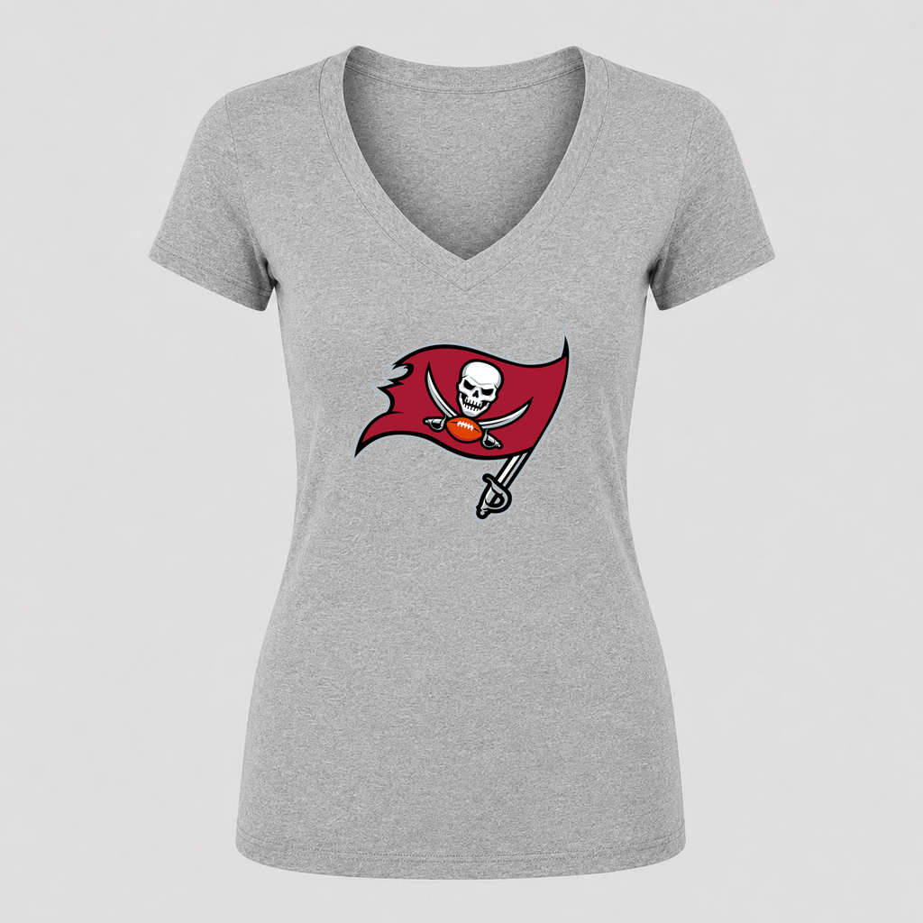 Women's Tampa Bay Buccaneers V Neck T-Shirt in gray