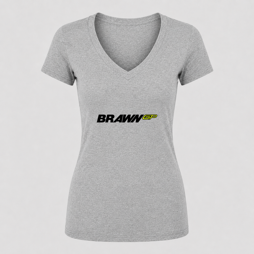 Women's Brawn GP V Neck T-Shirt in gray