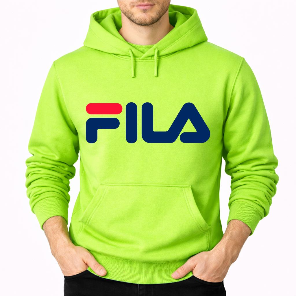 Men's Fila Pullover Hoodie - Lime green