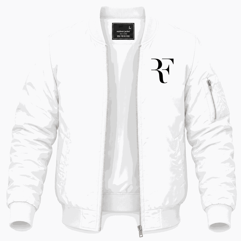 Men's Roger Federer logo black Lightweight Bomber Jacket - White