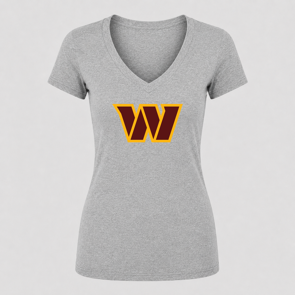 Women's Washington Commanders V Neck T-Shirt in gray